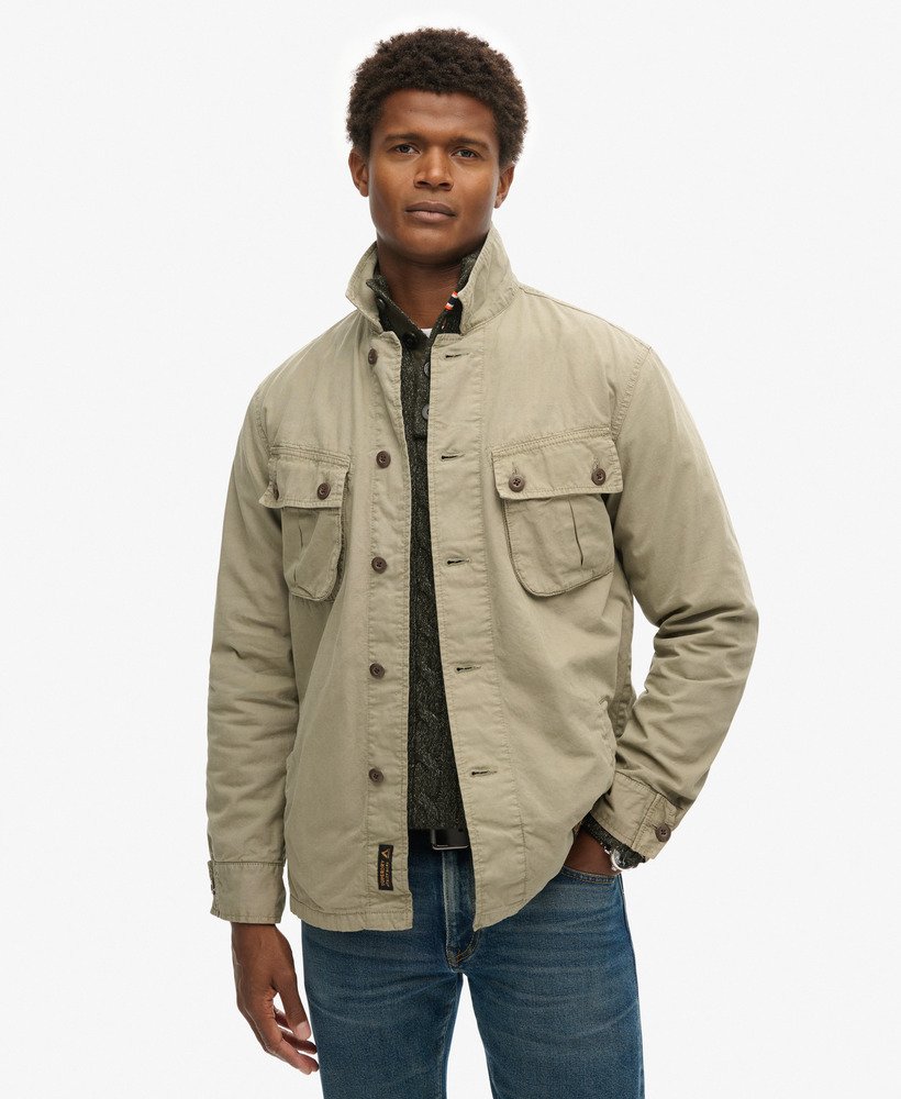 Men s Military Overshirt Jacket in Light Khaki Green Superdry CA EN