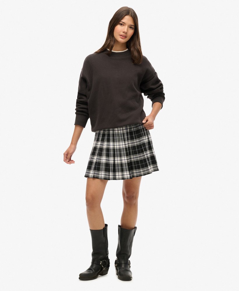 Check pleated mini skirt uk best sale