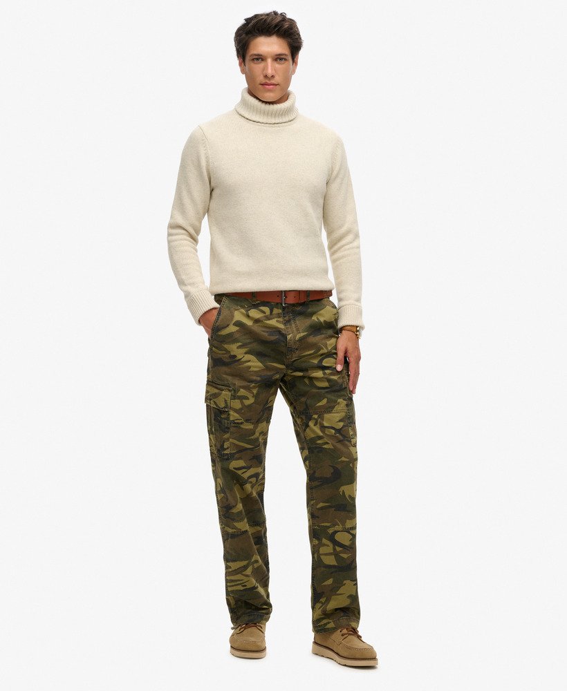 Mens Organic Cotton Baggy Cargo Pants in Nathan Camo Superdry UK