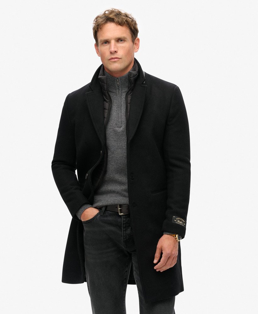 Men s 2 In 1 Wool Overcoat in Black Superdry CA EN