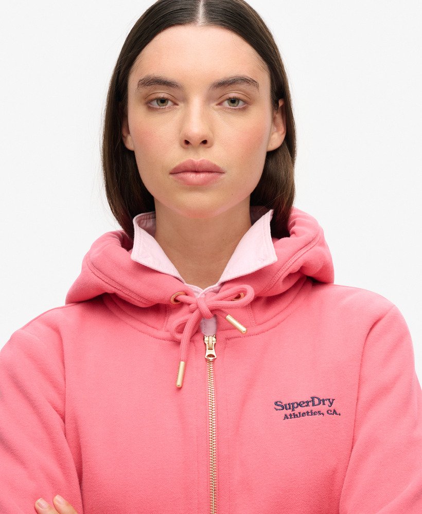 Womens Essential Logo Zip Hoodie in Camping Pink Superdry UK