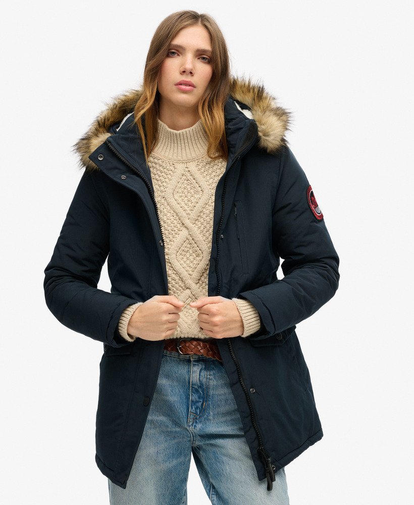 Manteau bleu marine femme capuche fourrure hotsell