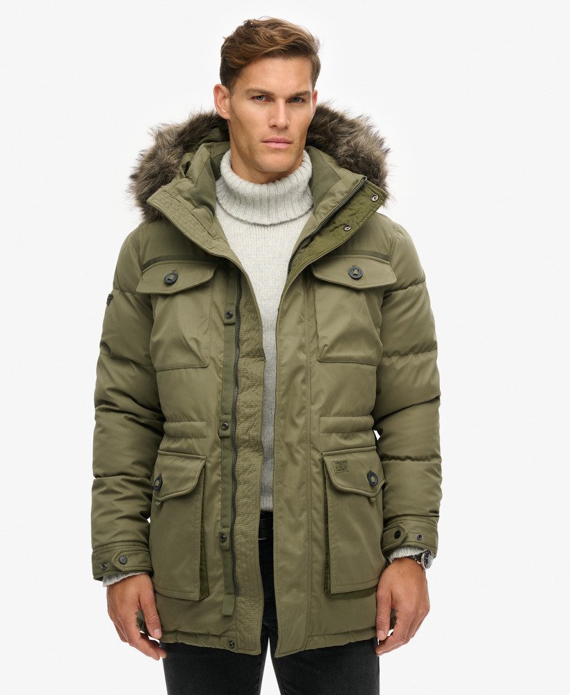 Green jacket with fur hood best sale