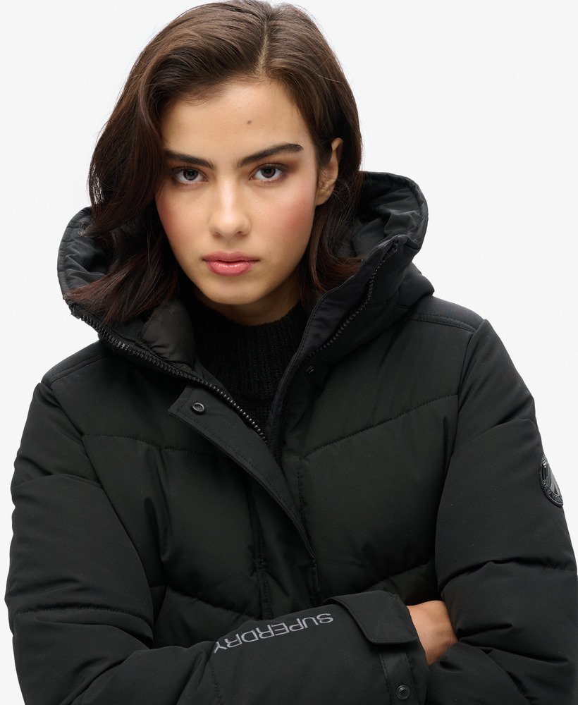 Womens City Chevron Padded Parka Coat in Black Superdry UK