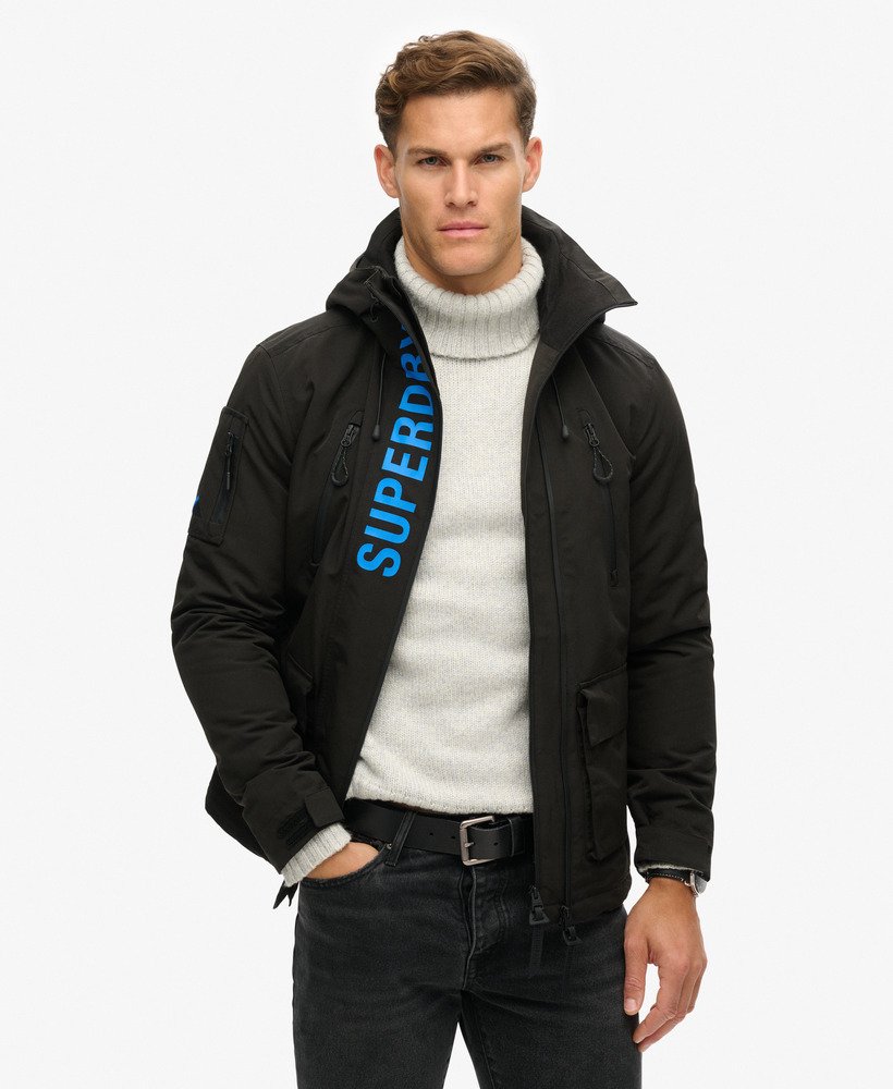 Black and blue superdry coat hotsell