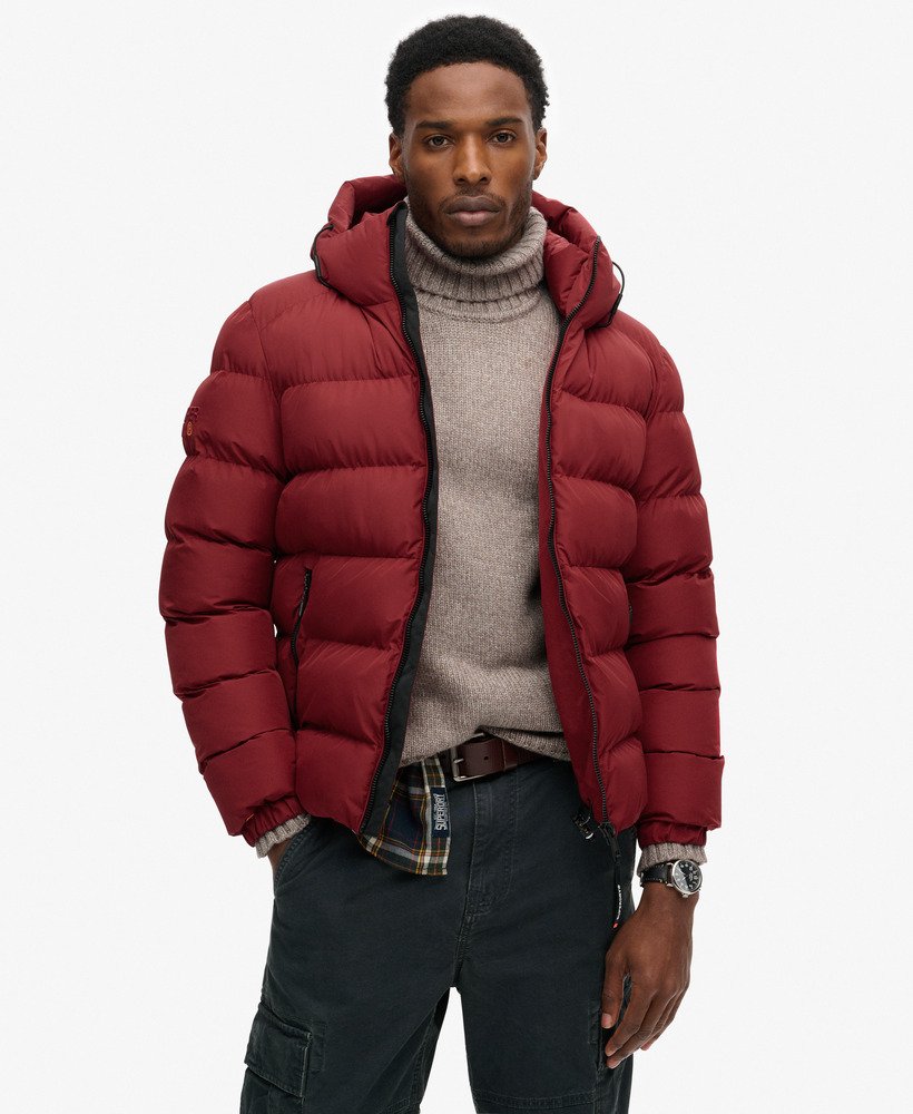 Mens red puffa jacket best sale