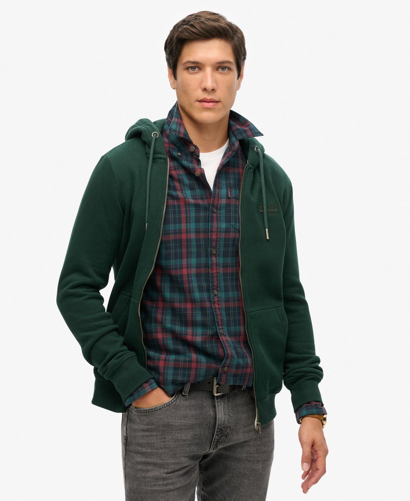 Men s Essential Logo Zip Hoodie in Forest Green Superdry CA EN