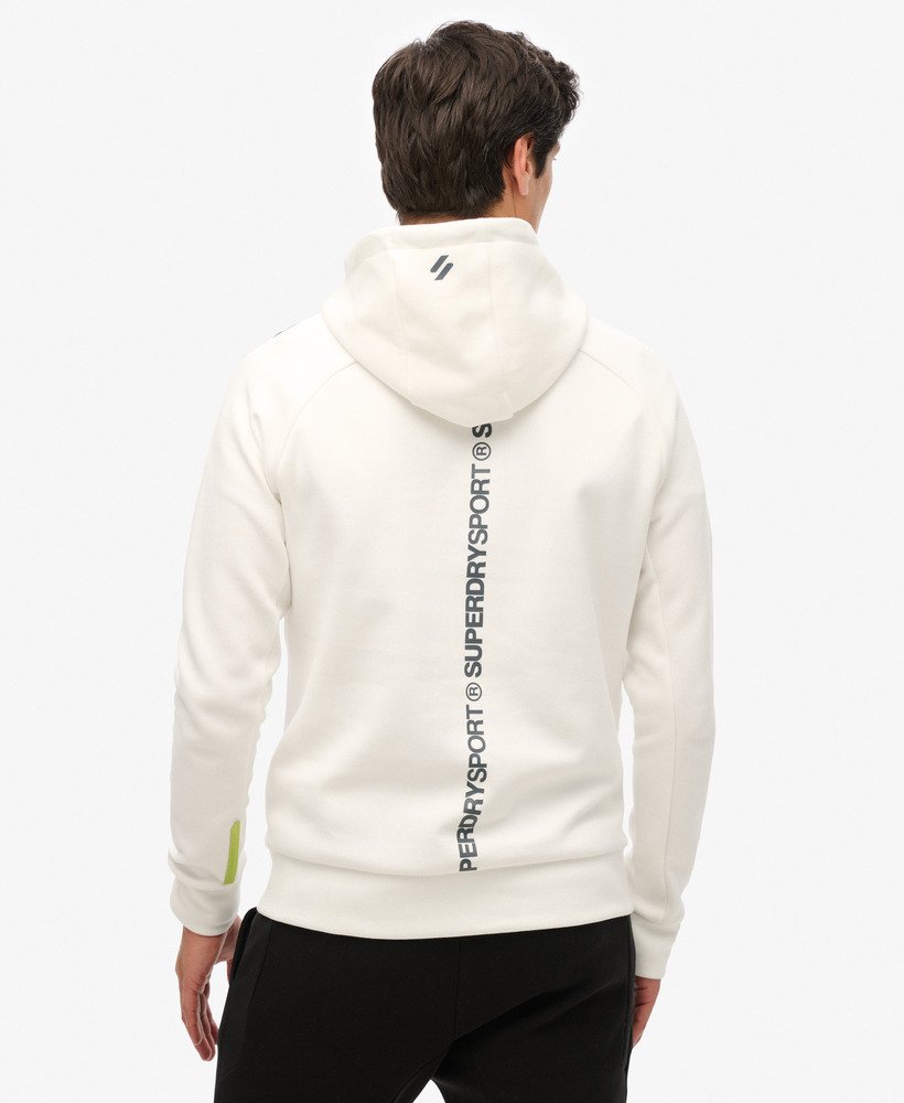 Mens Sport Tech Logo Loose Hoodie in New Chalk White Superdry UK