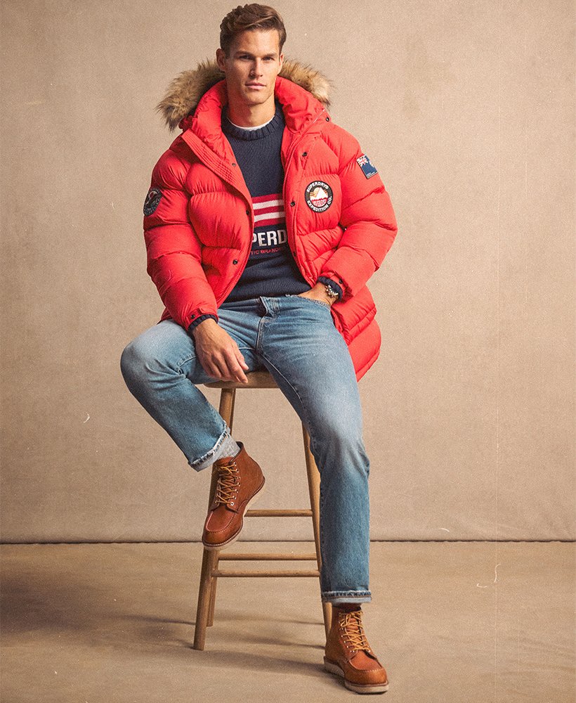 Red parka mens on sale