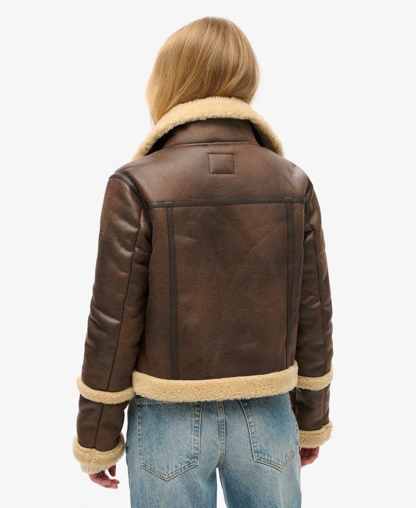 Cropped shearling aviator jacket best sale