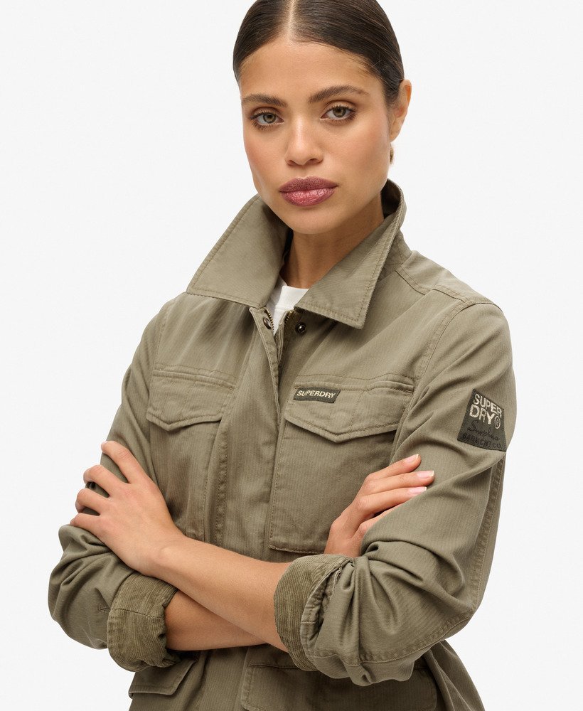 Womens - Embroidered M65 Military Jacket in Moss Khaki | Superdry UK