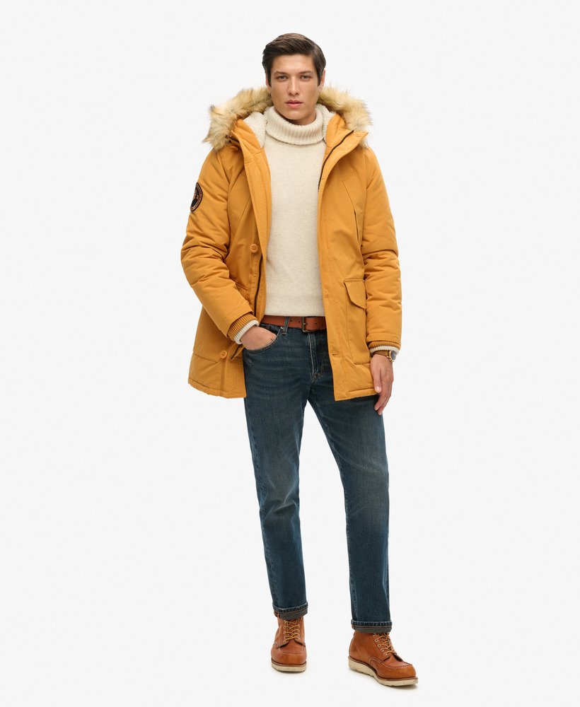 Mustard faux fur hooded coat online