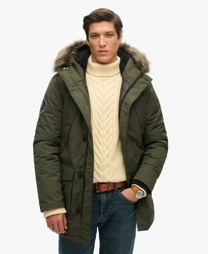 Men s Everest Parka Coat in Army Khaki Superdry CA EN