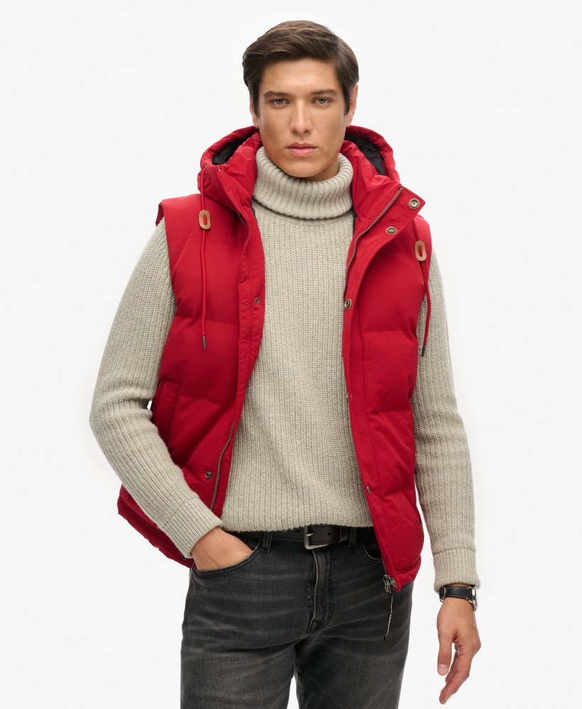 Homme Doudoune sans manches a capuche Everest Rouge Intense Superdry BE FR