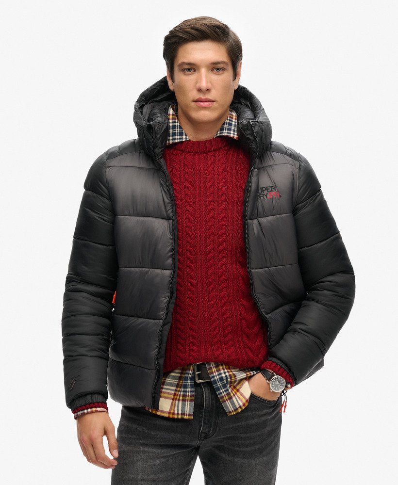 Colour block puffer jacket mens on sale