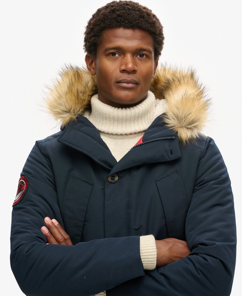 Men s Everest Parka Coat in Eclipse Navy Superdry UK