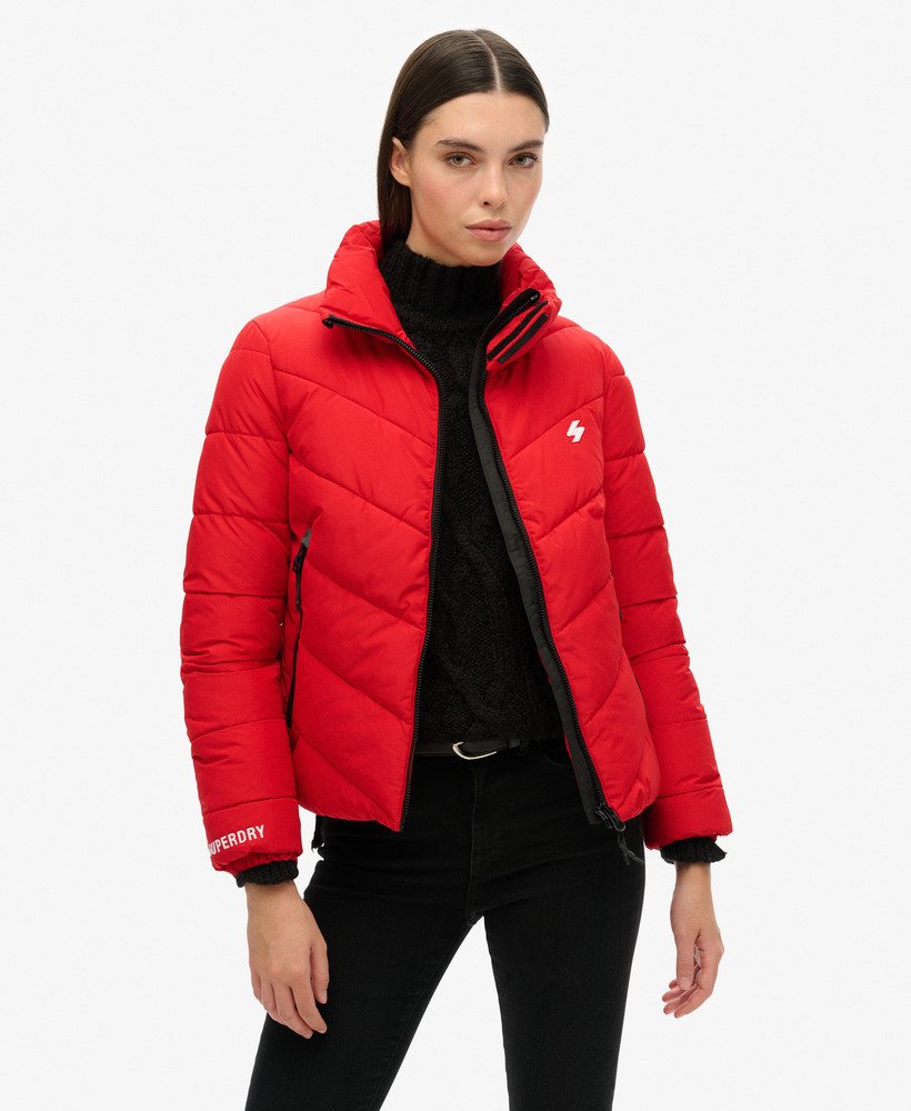 Red puffer jacket no hood online