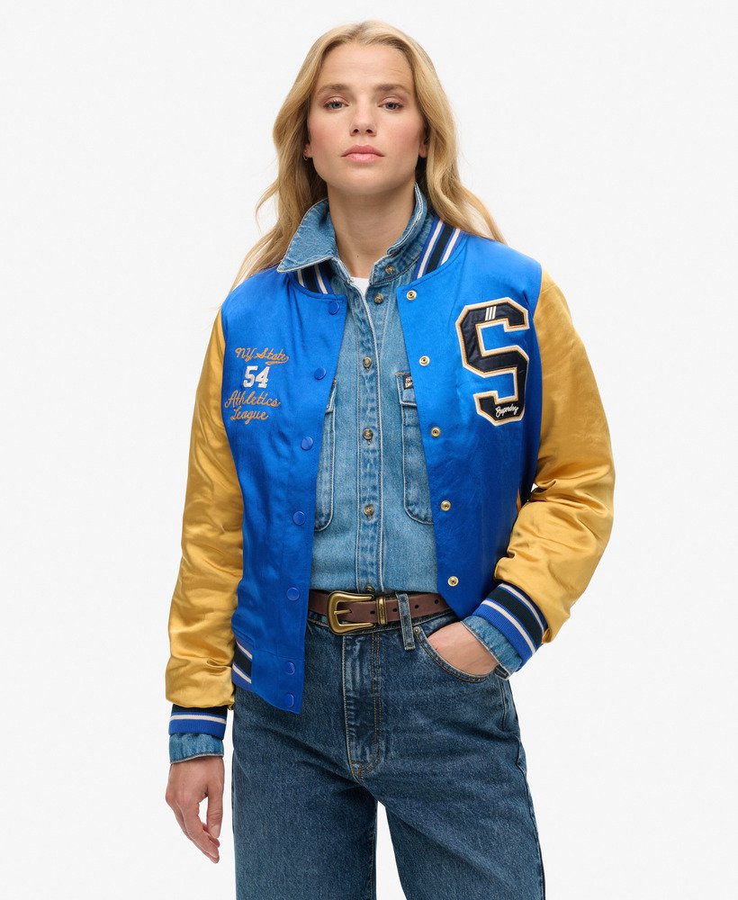 Blue and yellow varsity jacket hotsell