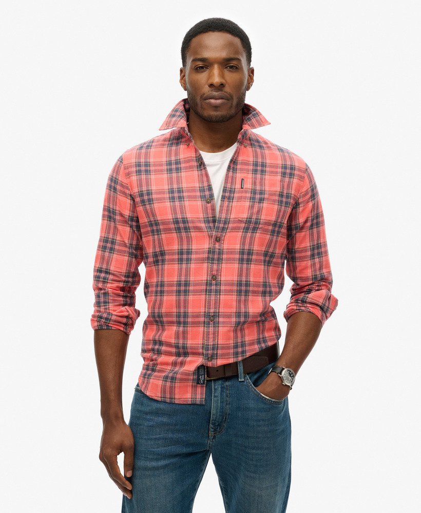 Superdry Mens Classic Check Organic Cotton Vintage Shirt Red Size S