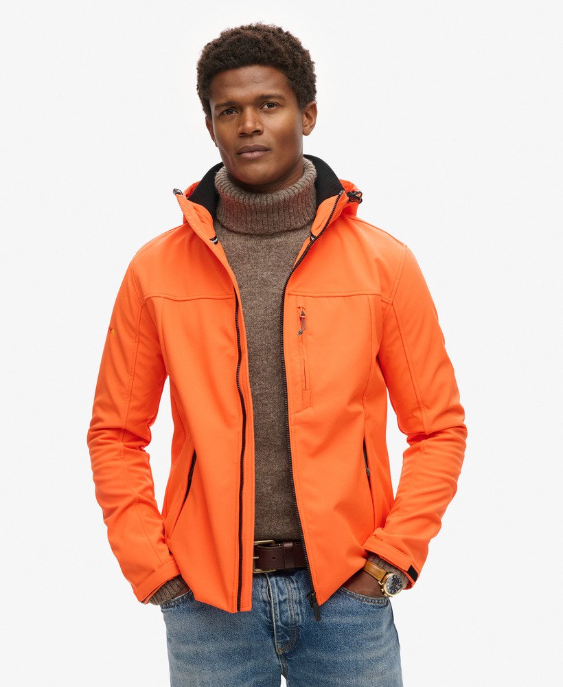 Men s Hooded Soft Shell Trekker Jacket in Flame Orange Superdry CA EN