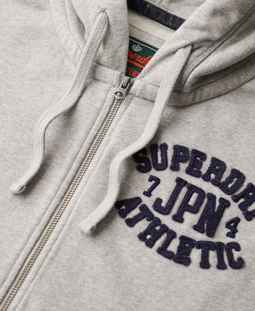 Mens Vintage Athletic Zip Hoodie in Light Grey Marl Superdry UK