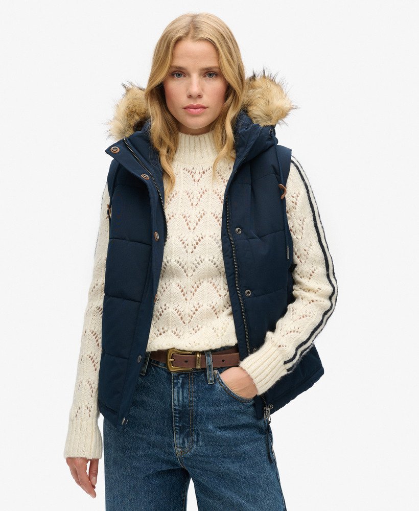 Superdry Doudoune sans manches a fausse fourrure Everest pour Femme CH FR