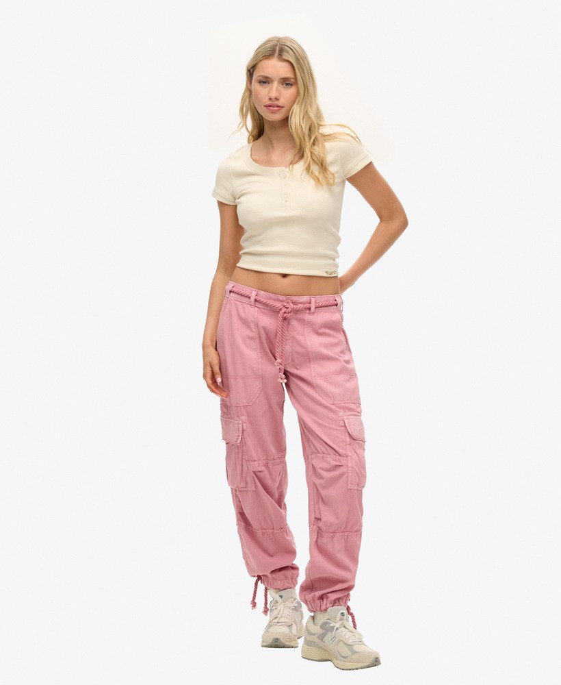 Femme Pantalon cargo de plage leger Rose Pale Superdry BE FR