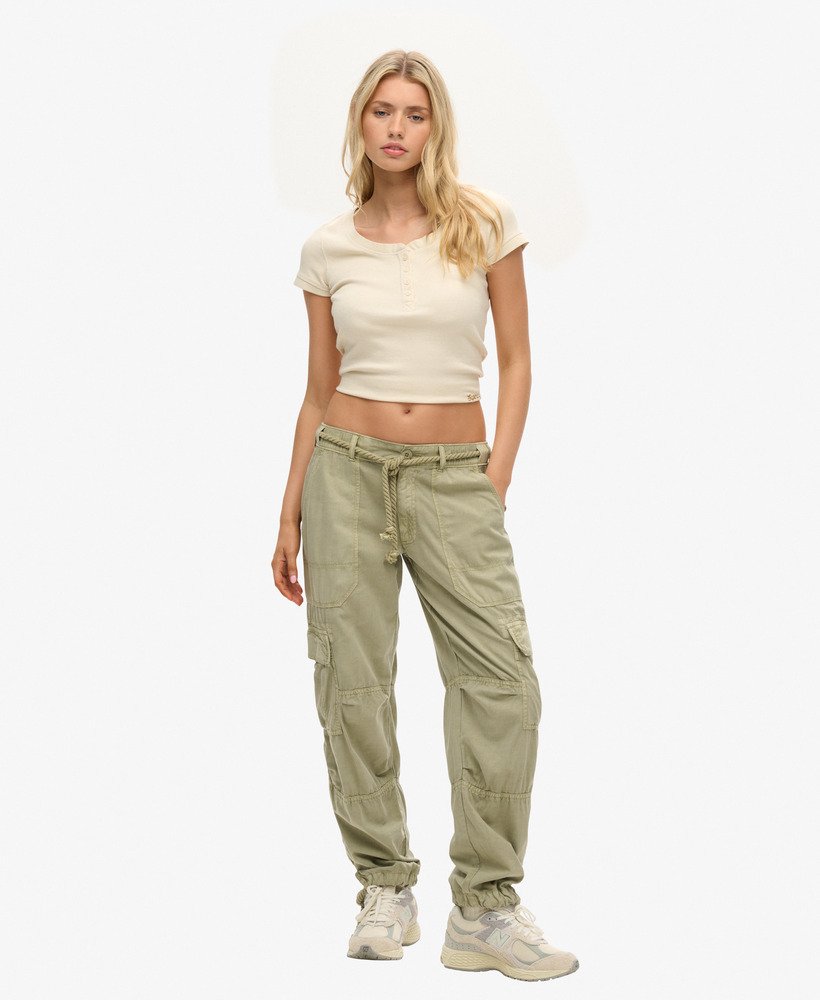 Pantalon cargo de plage leger Vert Olive Sulphine pour Femme Superdry CA FR