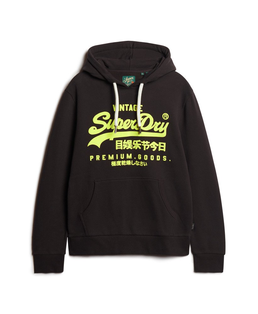 Mens Neon Hoodie in Bison Black Superdry UK