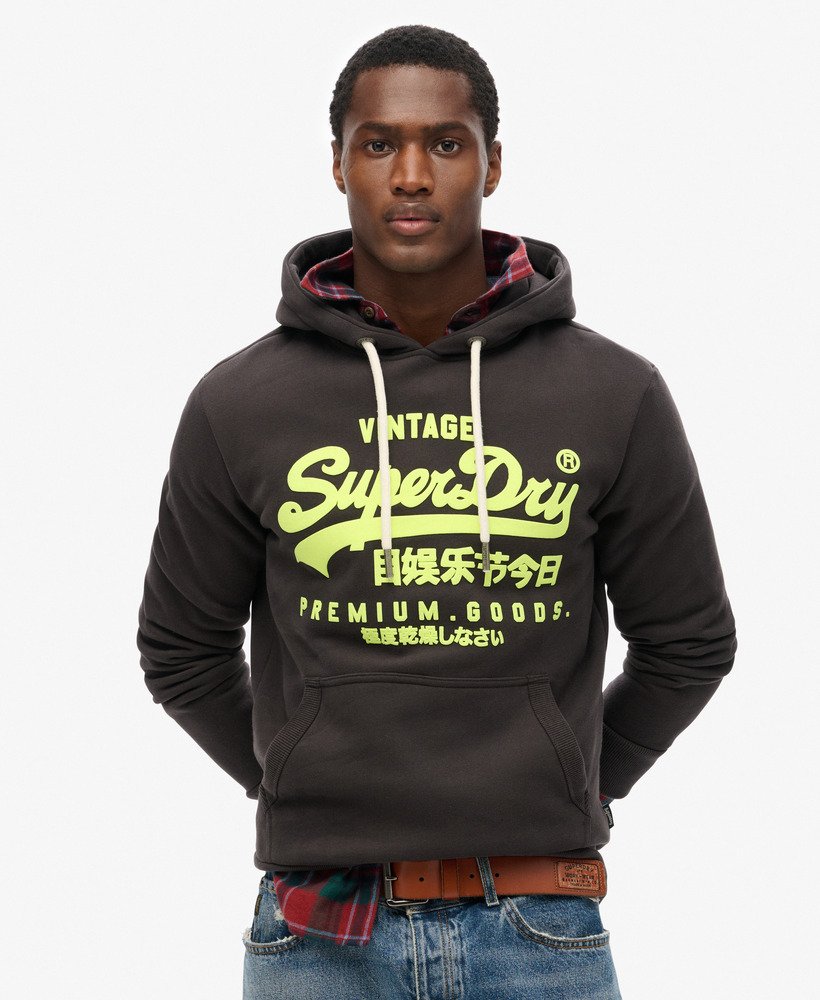 Men s Neon Hoodie in Bison Black Superdry CA EN