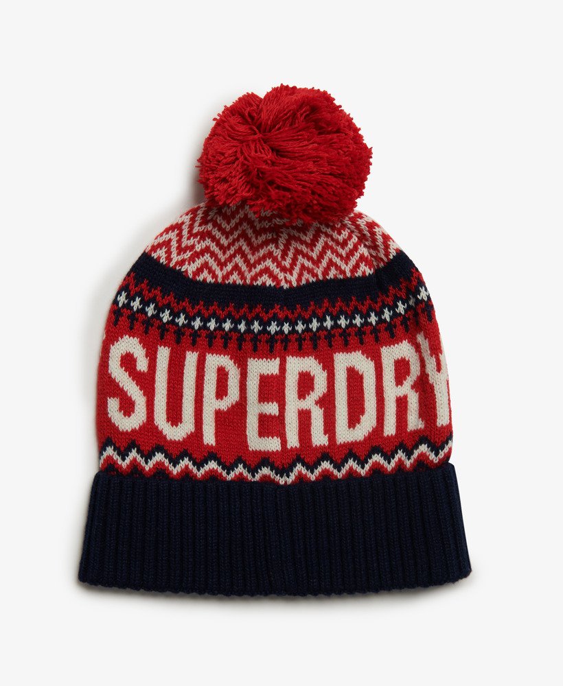 Women s Fairisle Beanie Hat in Rich Navy Superdry UK