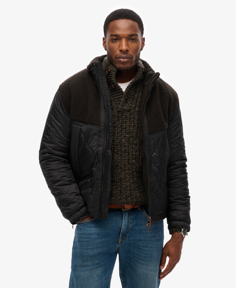 Men s Sherpa Quilted Hybrid Jacket in Jet Black Superdry UK