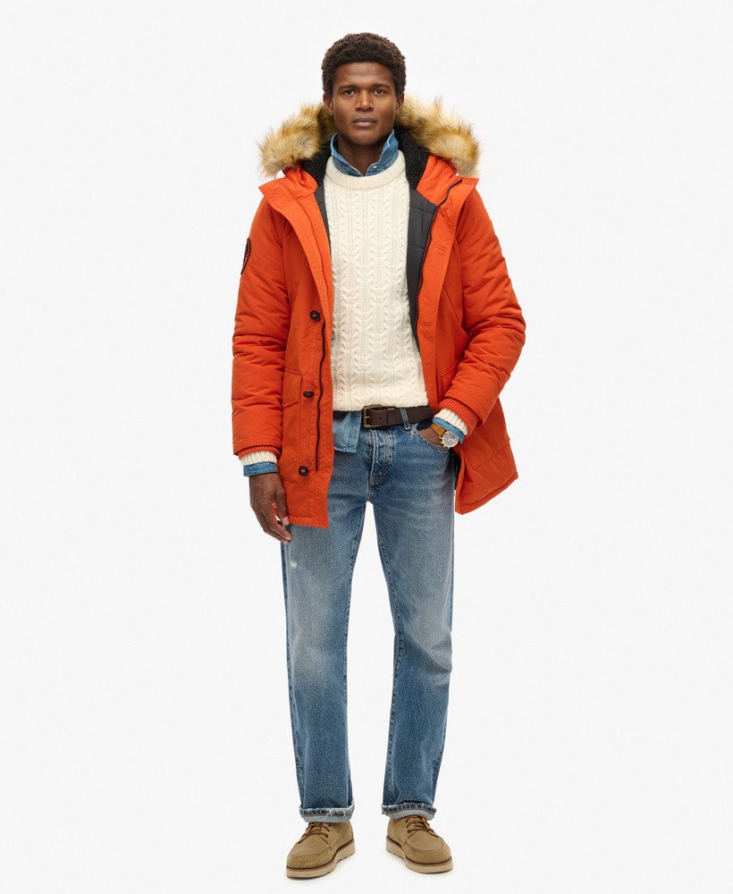 Mens orange parka jacket hotsell