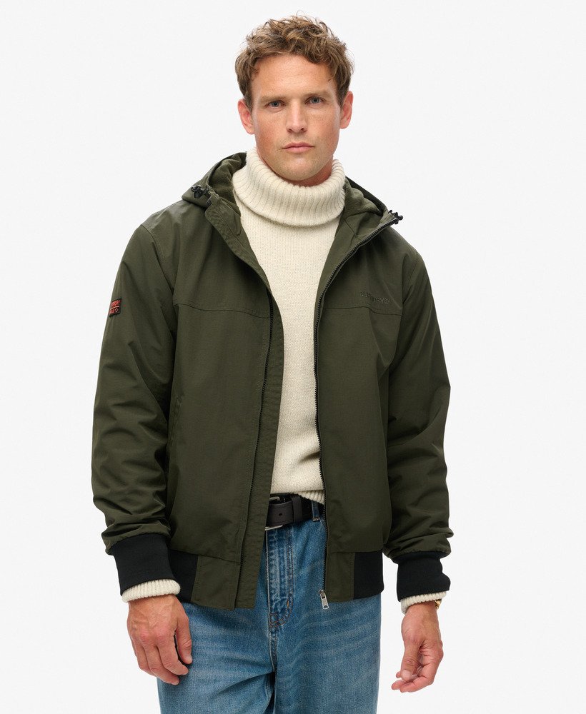 Superdry Surplus Hooded Bomber Green Khaki Hooded Jacket S