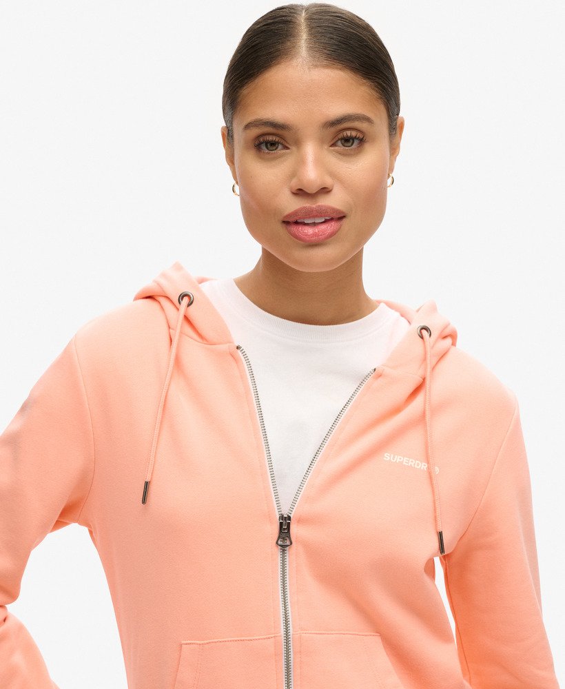 Women s Plain Zip Hoodie in Peach Amber Pink Superdry UK