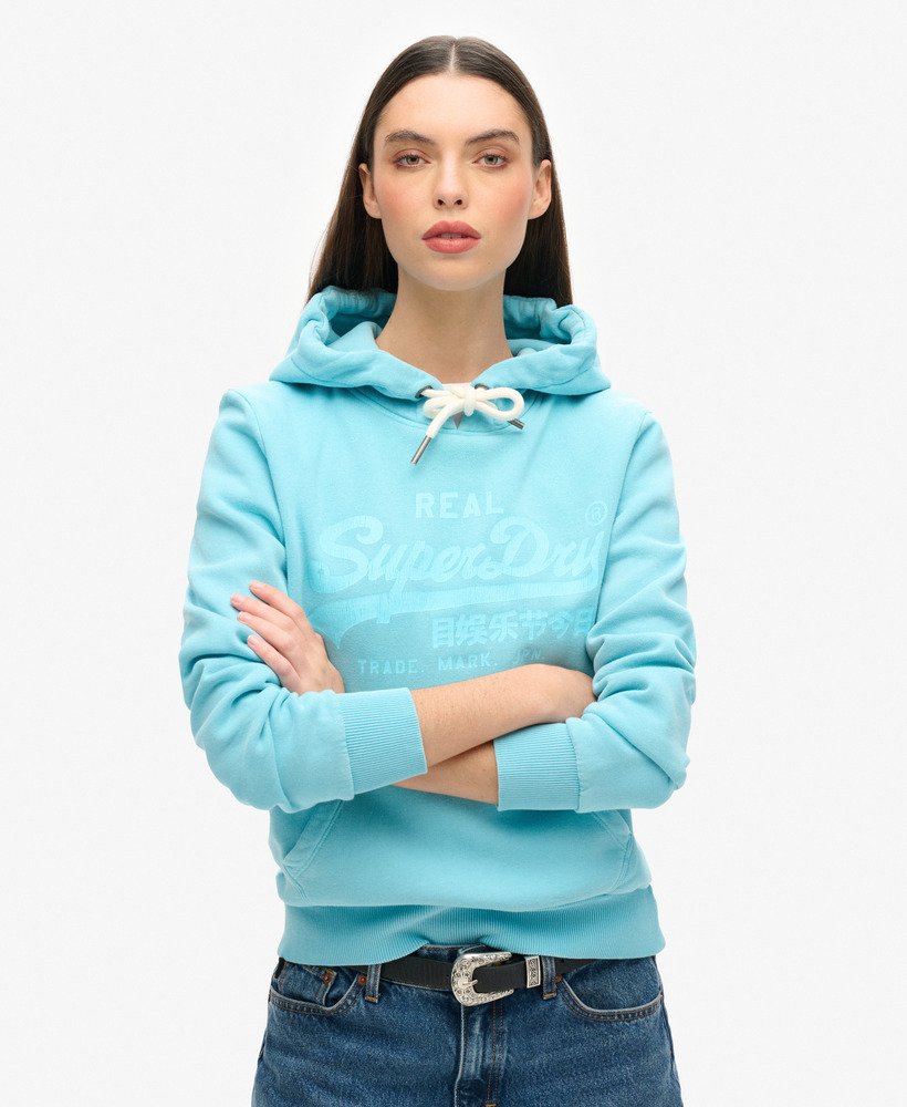 Dames Neon hoodie met print Kingfisher Blue Superdry BE NL