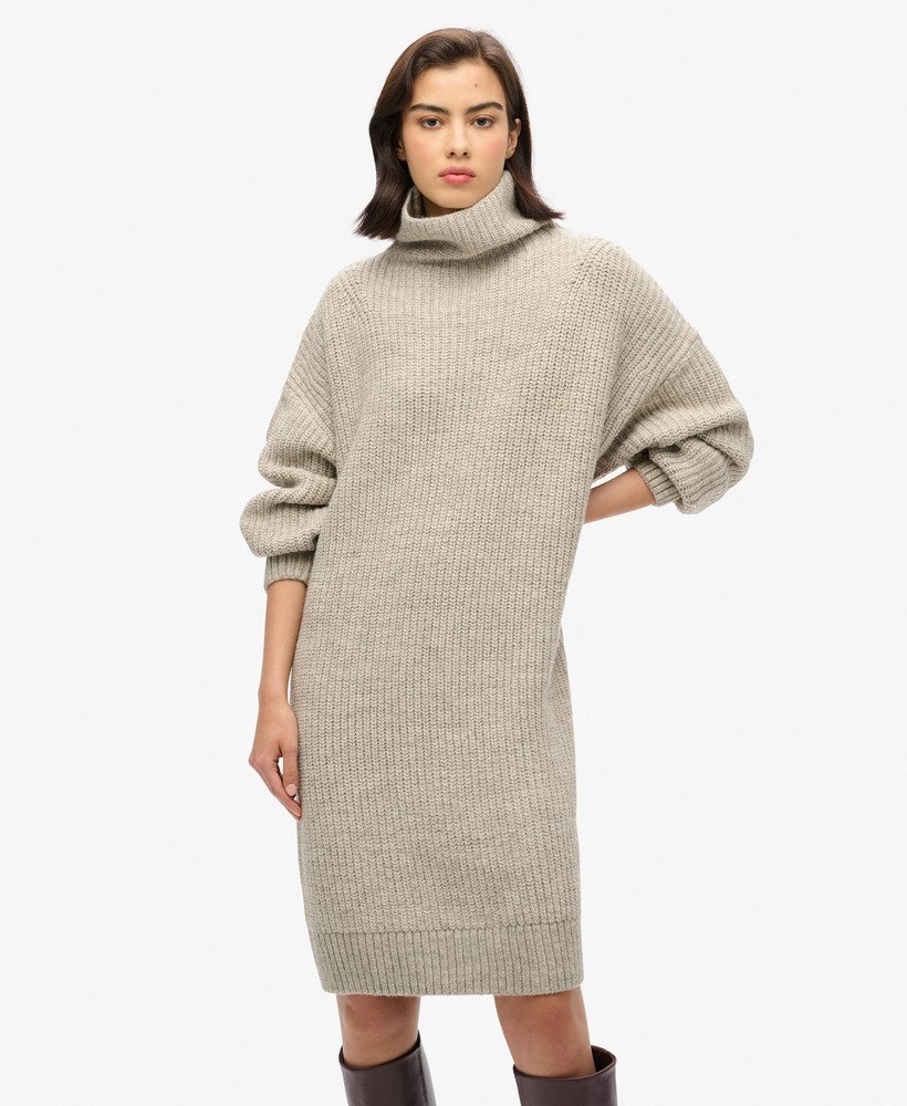 Women s Chunky Rib Knit Jumper Dress in Light Grey Twist Superdry CA EN