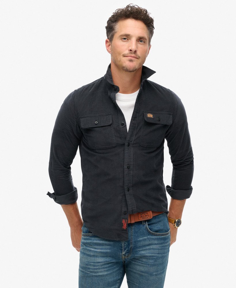 Heren Trailsman corduroy overhemd met relaxte pasvorm Jet Black Superdry NL