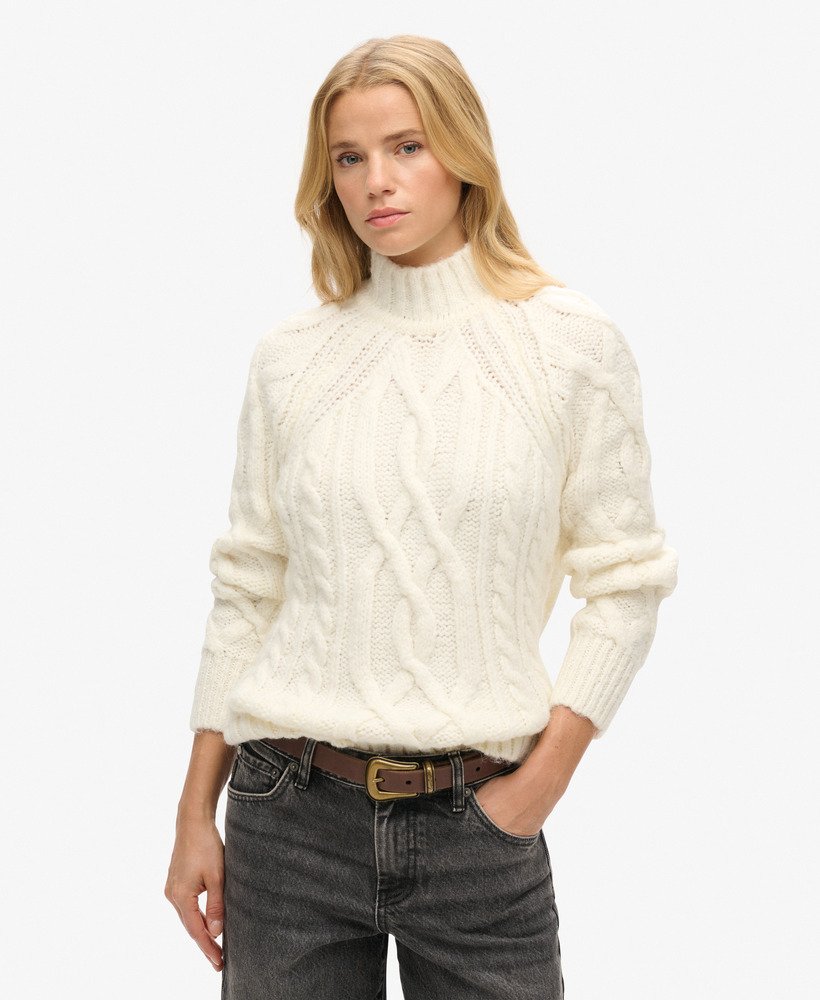 High neck white jumper hotsell