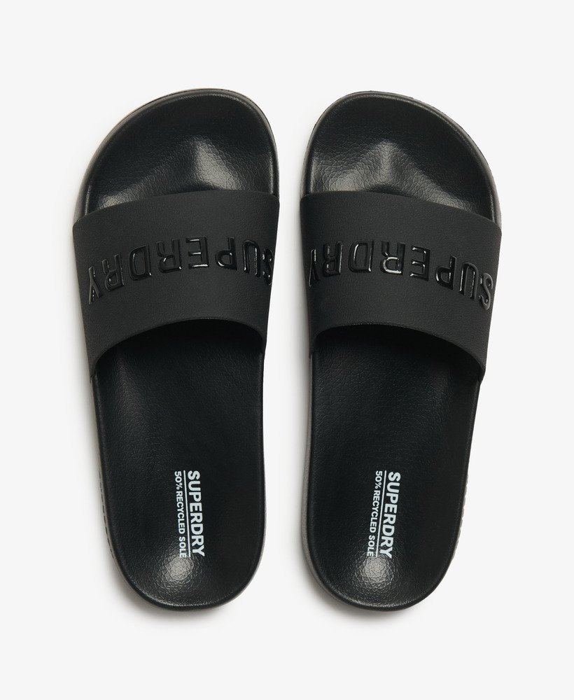 Women s Vegan Logo Pool Sliders in Black black Superdry UK