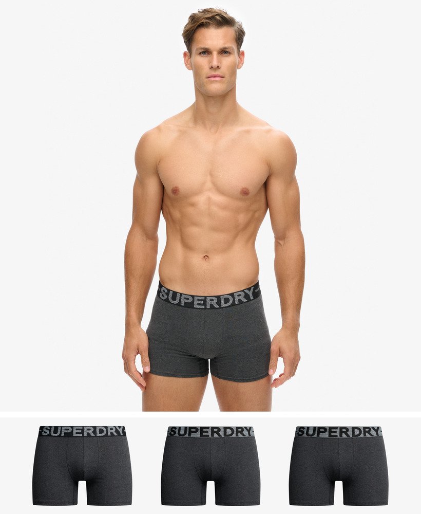 Heren Triopak boxershorts van biologisch katoen Raven Black Marl Superdry BE NL