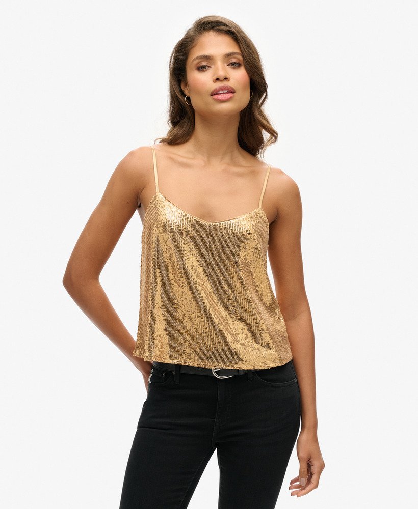 Ladies gold sequin top on sale