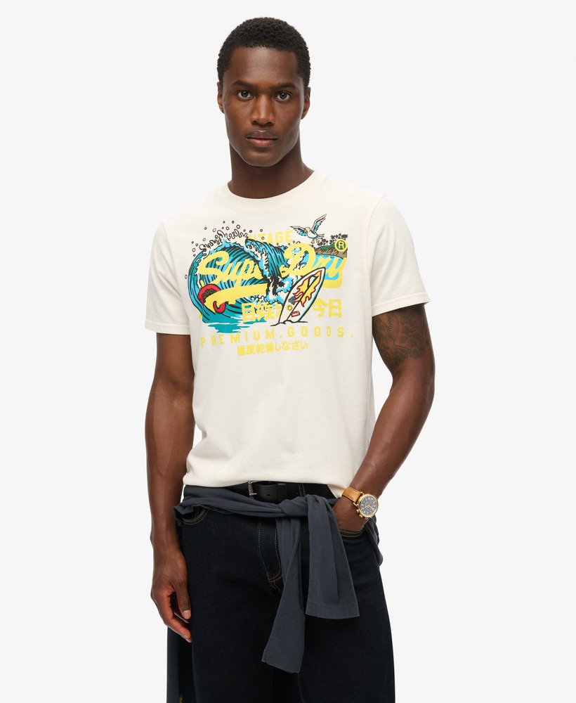 Men s LA Graphic T Shirt in Off White Superdry US