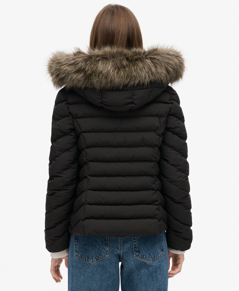 Superdry black fur hood coat online