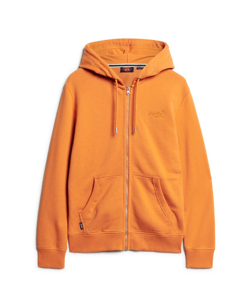 Orange hoodie zip sale