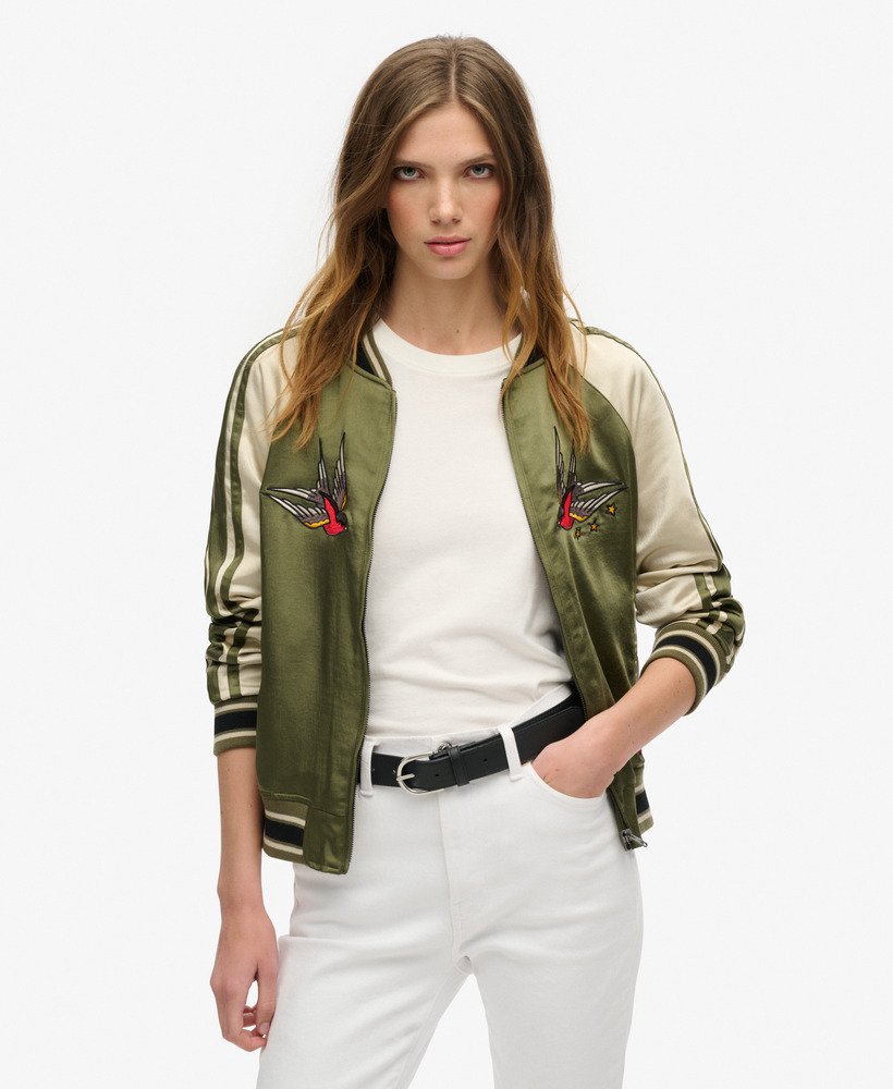 Olive bomber jacket womens best sale