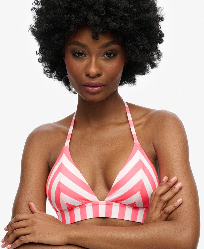 Womens Stripe Triangle Bikini Top in Pink Stripe Superdry UK