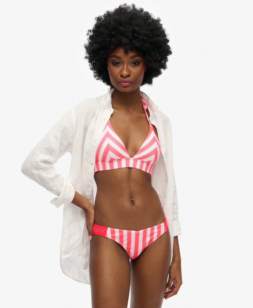 Womens Stripe Triangle Bikini Top in Pink Stripe Superdry UK