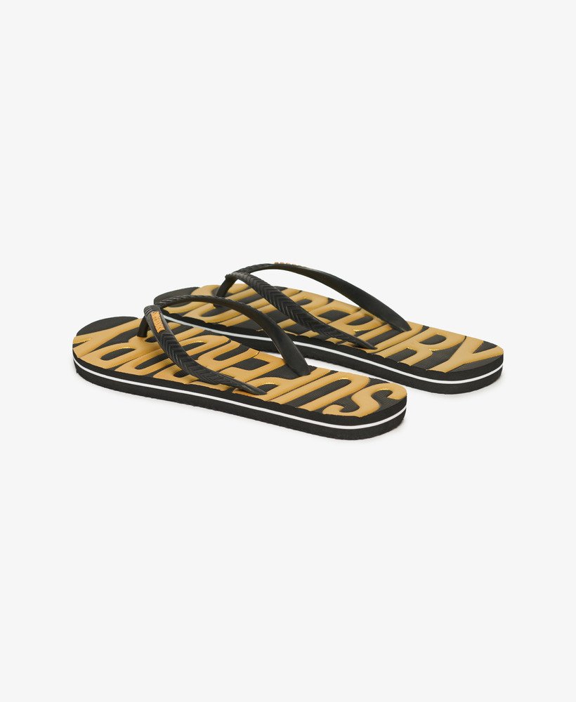 Damen Vegane Vintage Flip Flops Schwarz gold Superdry DE