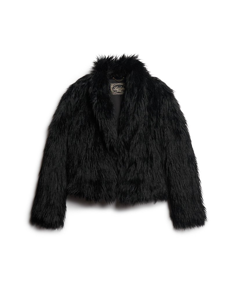 Faux fur coat short black online